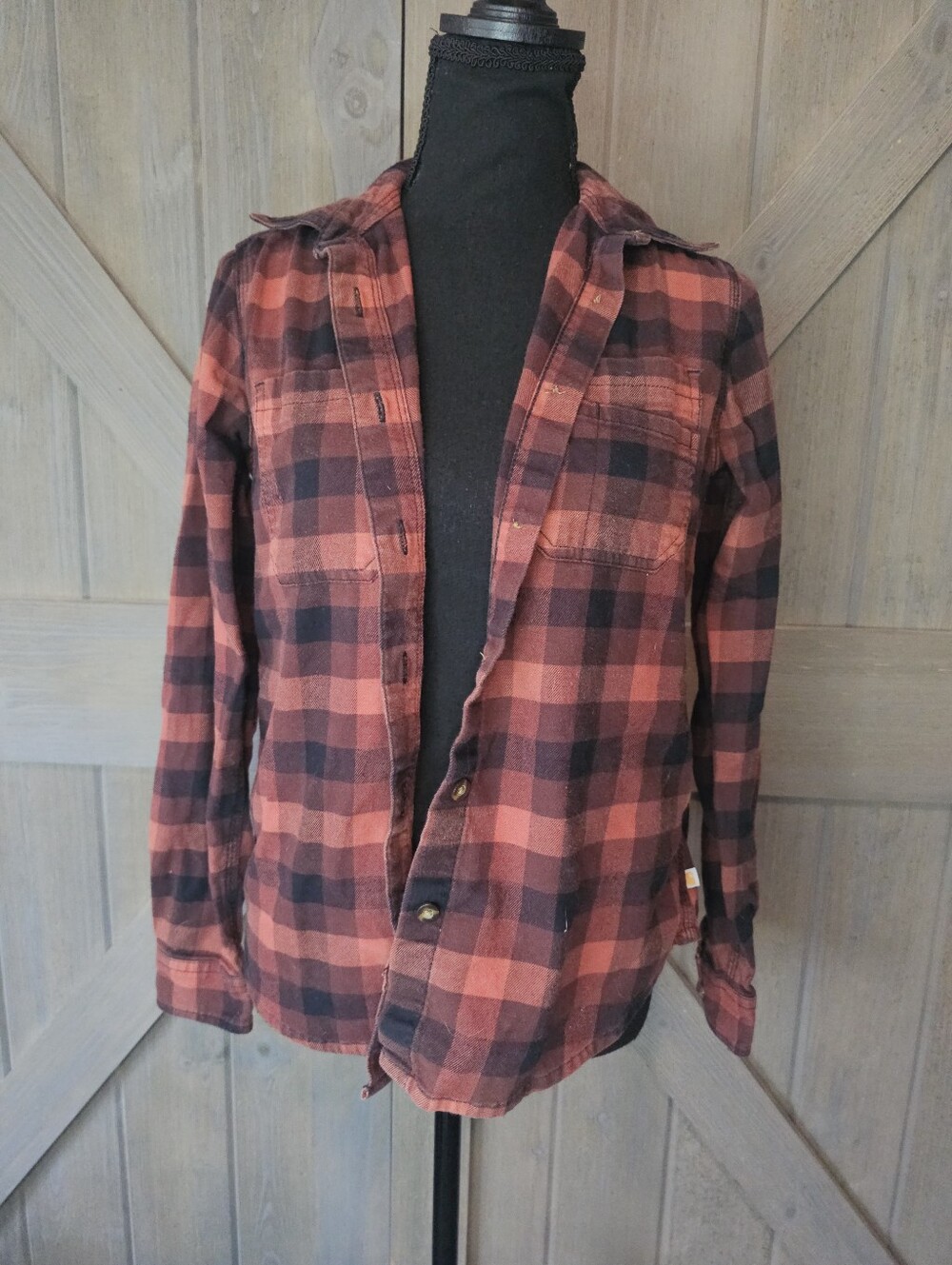 Women's Carhartt Plaid Button Down Shirt sz XS